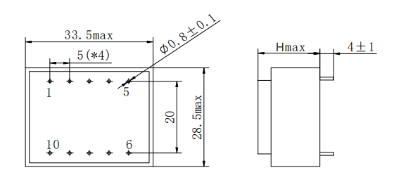 encapsulated transformer dimension drawing